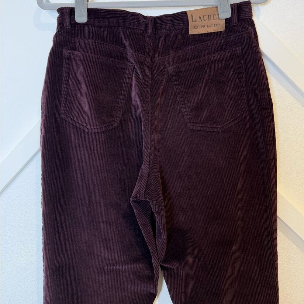 Lauren Ralph Lauren Tapered Corduroy Pants Maroon Size 12 Petite - Picture 5 of 9